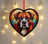 Boxer Stained Glass Effect Heart Suncatcher